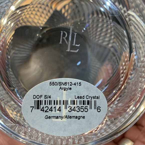 Pair of Ralph Lauren Leaded Crystal Double Old Fashioned Glasses - Argyle - Picture 13 of 15